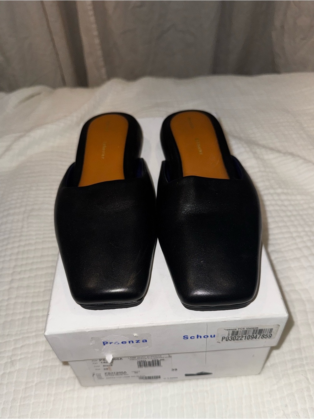 Proenza Schouler Black Leather Square-Toe Slide Mules, Size EU 39 - Picture 10 of 10